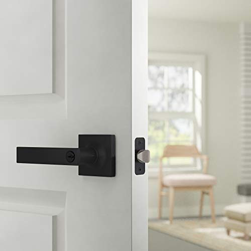 Image of Amazon Basics Contemporary Stamford Entry Door Lever, Easy Installation, Matte Black, 1-Pack