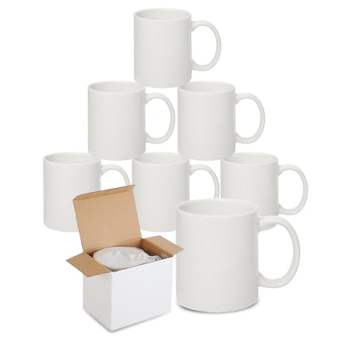 Sublimation Mugs with Boxes | Plain White Large Handle High Gloss Orca Coated Ceramic Mug for Coffee & Tea | Ideal for Gifting & DIY Projects Heat Press Printing Mugs 11oz (Pack of 6)