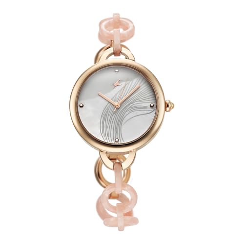 Fastrack Womens Younique Quartz Analog Mother of Pearl Dial Acetate & Metalstrap Watch for Girls Dial-Silver, Band Color Gold (B0D8VVC295) Amazon Price History, Amazon Price Tracker
