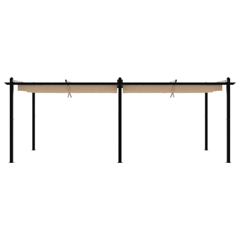 IKAYAA Pérgola de Jardín con Techo Retráctil, Pérgola de Aluminio 6x3 m, Cenador de Jardín, Poliéster Resistente al Agua y a UV para Patio Terraza Exterior Taupé