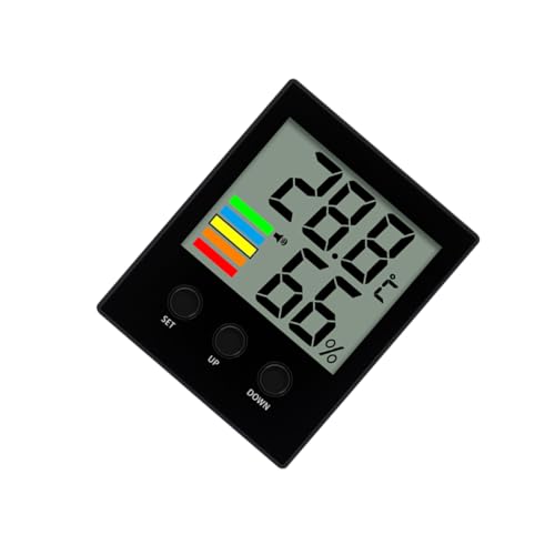 BinZyronic デジタル温湿計 家庭用 ? アラーム機能付き 温湿モニター バッテリー駆動 (9.35x2.2x11.45cm,黒)