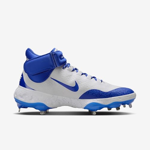 Nike Alpha Huarache Elite 4 Mid Men's Baseball Cleats (FD2744-104, White/Hyper Royal)3