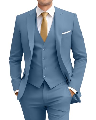 Image of Men's Slim Fit 3 Piece Suit Set with Tie