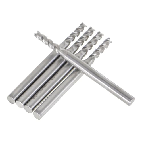Image of 5Pcs 3 /32 Inch 4 Flute Helix Carbide Square End Mill, TiAlN Finish, Fit for CNC, Engraving Machine Carbon Steel, Mould Steel