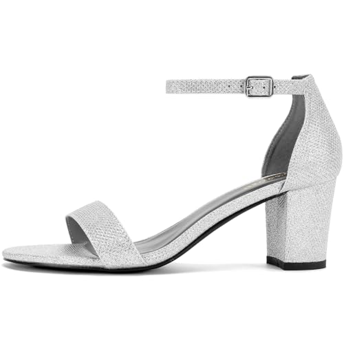 Image of Women's Heeled Sandals Open Toe Ankle Strap 2.5-Inch Chunky Heels Dress Shoes Wide Feet Friendly