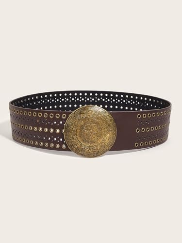 Womens-Western-Wide-Leather-Belt - Vintage Punk Hollow Chunky-Belts for Dresses Large Size4