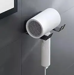 SUPORTE PARA SECADOR DE CABELO CABO ADESIVO DUPLA FACE PAREDE - NÃO PRECISA FURAR (PRETO)