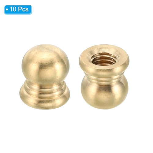 Image of PATIKIL M6x1 Thread Brass Cap Nuts Knob, 10 Pack Lamp Finial Decoration Screw Caps Nut Handle Knob Decoration for Lighting Furniture Cabinet, 10mm