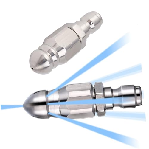 Boquilla De Chorro De Alcantarillado De 56mm, Boquilla Delantera Y Trasera De Acero Inoxidable De 5000PSI Para Desatascar Tuberías, 1 Parte Delantera Y 6 Trasera, Eliminador De Obstrucciones De Inodor