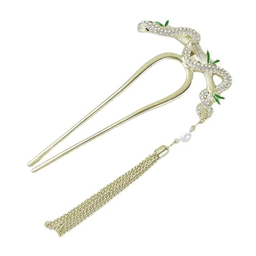 Palo de pelo de serpiente de metal antiguo para mujer, con flecos, antideslizante, para decoración de cabello, estilo antiguo
