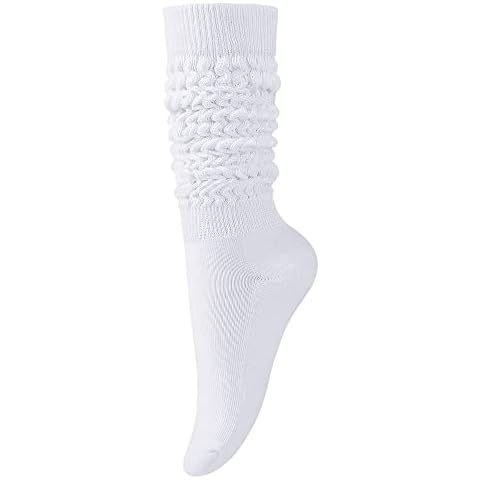KEREDA Slouch Socks Women 1 Pair Knee High Scrunch Boot Socks for Women Size 6-11 White Cover
