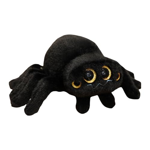 TROYSINC Plüschtier Spinne Kuscheltier, Weich Cartoon Spinne Plüsch Puppe Spielzeug Stofftier Plüschkissen Halloween-Dekoration Für Kinder Geschenk (25cm,Schwarz)