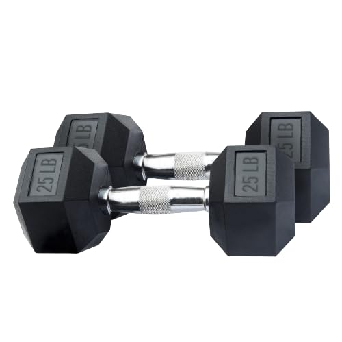 WECARE FITNESS CHROME PAIR DUMBBELLS 25 LB BLACK