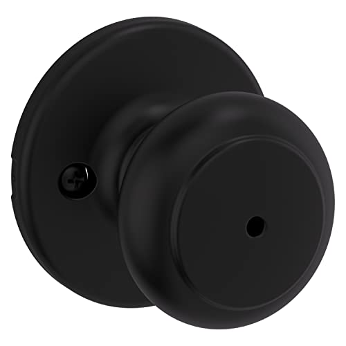 Image of Kwikset Cove Interior Privacy Door Knob with Lock, Door Handle For Bathroom and Bedroom, Matte Black Keyless Turn Lock Doorknob
