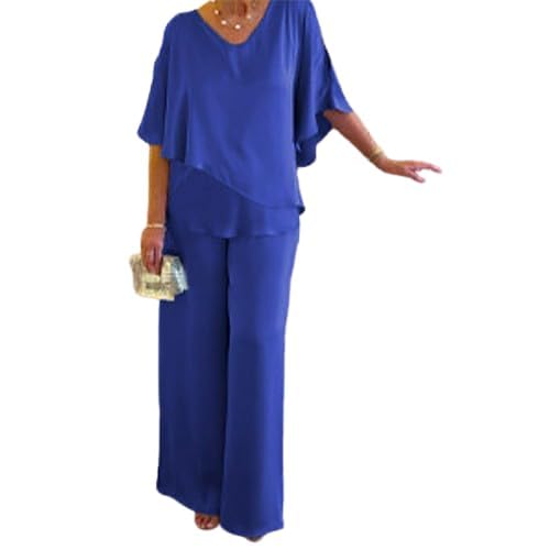 Pants Sets for Womens 2 Piece Outfits Plus Size Short Sleeve Mother of Bride Pant Suits