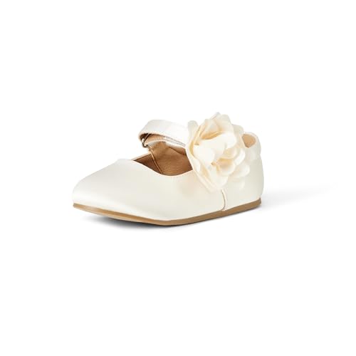 Amazon Essentials Mary Jane - Zapatos Planos de satén Crema, 3 niños pequeños