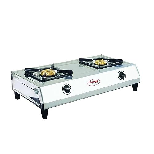 Prestige Agni Gas Stove Two Burner, Silver