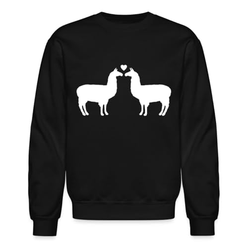 Spreadshirt Twaimz Llama Heart Crewneck Sweatshirt, M, black