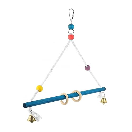 VICASKY Parrot Swing with Bell Natural Wood Bird Stand for Parrots Birds Enhances Playtime Reduces Boredom Random Color
