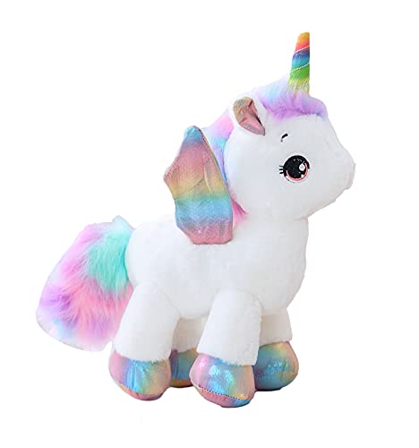 Unicorn Stuffed Animals Plush Doll, Oternal Rainbow Stuffed Animal Toy for Kids and Grownups, Soft and Snuggly Stuffed Unicorn Toy with Rainbow Flapping Wings,Tail, Horn, 16 Inches (White)