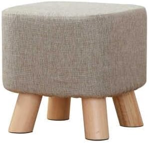 Small Footstool, Solid Wood Ottoman Stool, Sofa Tea Stool, Change Shoes Bench, Footrest Stepstool, Padded Seat Wooden Legs, for Bedroom