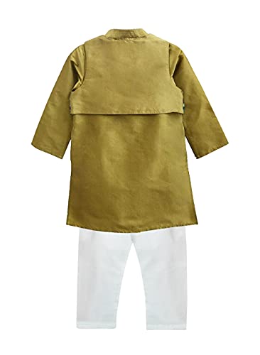 Image of A.T.U.N. All Things Uber Nice) Polyester All Things Uber Nice Boy's Regular Kurta Pyjama Jacket Set