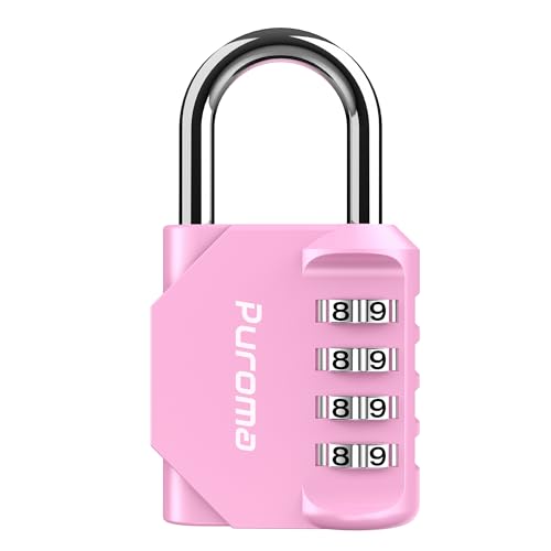Puroma 1 Pack Combination Lock for Locker 4 Digit Outdoor Waterproof Padlock for School, Gym,...