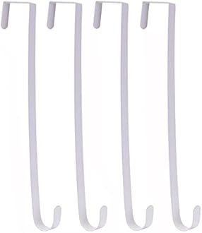 Sattiyrch 15" Wreath Hanger for Front Door,Sturdy Steel Wreath Door Hanger,Over The Door Hanger Hook (White,4)
