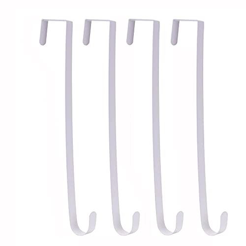 Sattiyrch 15" Wreath Hanger for Front Door,Sturdy Steel Wreath Door Hanger,Over The Door Hanger Hook (White,4)