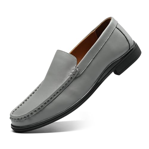 Image of Men's Loafers Casual Leather Slip-On Oxfords Driving Shoes Dress Soft Comfortable & Light-Weight Black