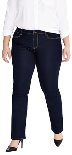 Levi's Women's Plus Size 314 Shaping Straight Jeans, Dark Indigo - Flat Finish, 52W / 32L