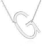 Ouslier Collar con colgante de letra inicial grande de acero inoxidable chapado en oro de 18 quilates, regalo personalizado para mujeres y niñas, acero inoxidable, sin piedras preciosas