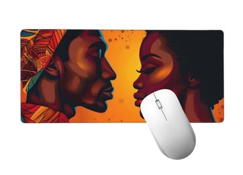 Tapis de Souris Afrique Tapis de Souris XXL 500 x 250 mm, Grand sous Main Bureau Gaming avec Bords Surpiqués et Dos Antidérapant, Couple Mouse Pad Gamer pour Clavier et Souris, Cadeaux Hommes H-311