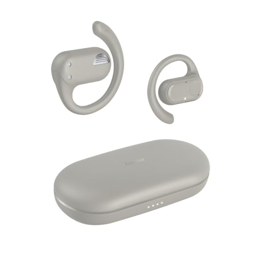 Écouteurs Bluetooth ouverts Hama sans fil à conduction aérienne beige avec boîtier