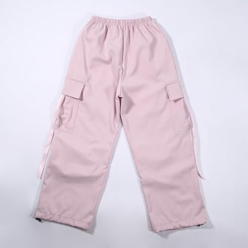 Girls Cargo Pants with Pockets Stylish Streetwear Solid Color Casual Trousers for 4 to 14 Years Comfortable4