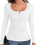 COMFY FABRIC: Crafted from soft and stretchy ribbed knit material, long sleeve tops for women combine comfort and style, providing a cozy experience FEATURES: Long Sleeve Shirts for women; Henley Shirts for Women; Button Up Fall Tops; Fitted Tops For...