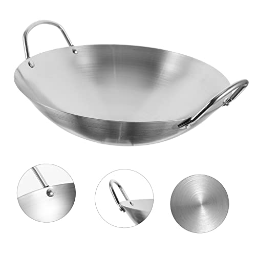 Wok de acero inoxidable con doble asa para cocina miniatura 7