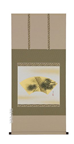 Amazon.co.jp: 掛け軸/掛軸 扇面老松(野々村 源景) : ホーム