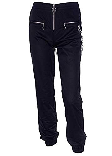 TSMNZMU Womens Gothic Pants Y2K Punk Zipper Trousers Grunge Alt Harajuku High Waist Pants Emo Hip-Hop Pants with Chain2
