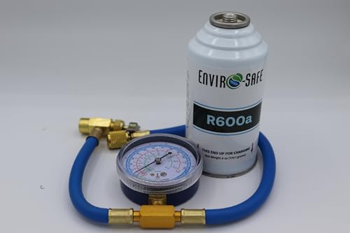 R600a Refrigerant - 1 Can and Brass Gauge 6oz Cans - R600a for HVAC for Use