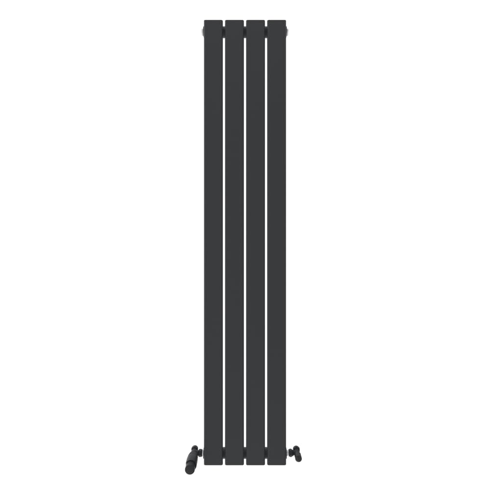 iBathUK Apex Wall Mounted Vertical Single Slim Flat Panel Radiator, Modern Designer Radiator for Bathroom, Bedroom, Living Room in Matt Anthracite, 1600mm x 304mm