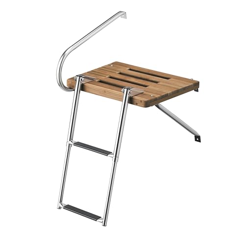 Whitecap 68900 Teak Swim Platform W/ 2 Step Ladder (W/Outboard Motors)