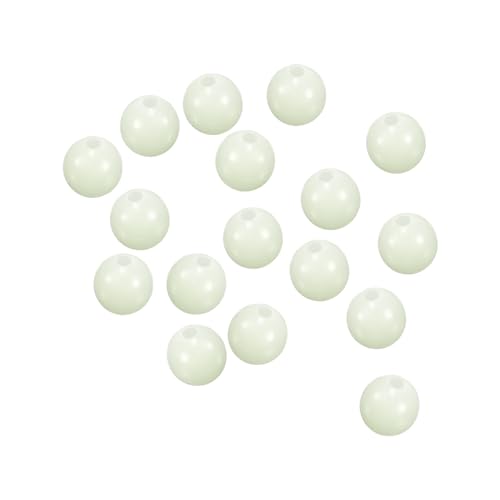 PATIKIL 8mm Glow Fishing Beads, 200Pcs Plastic Round Rubber Luminous Fishing Bait Eggs Rig Bead Tackle Lures Accessories with Storage Box, White
