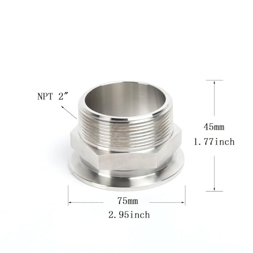 Image of SS304 KF50 NPT Male Adaptor thread 2 inch NW50 KF Male coupling ISO-KF50 X NPT 2 inch
