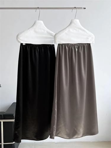 Women's Satin A-Line Skirt Mid-Length Loose Drawstring Office Casual Daily Wear4
