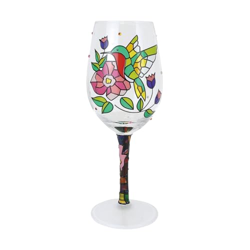 Enesco Designs by Lolita Flight of Jewels Hummingbird Hand-Painted Wine Glass 15 oz.