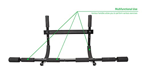 Mind Reader Multi-Grip Chin-Up/Pull-Up Bar Full Body Trainer Doorway Heavy-Duty Multi-Purpose Workout Bar For Home Gym, Perfect For Pushups, Pullups And More, Black #TOP4