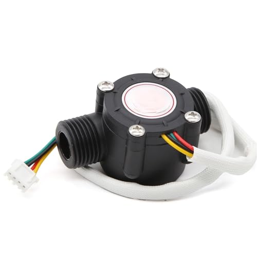 Sensor de flujo de agua efecto Hall medidor de caudal G1/2 con sensor de temperatura de 4 cables 5