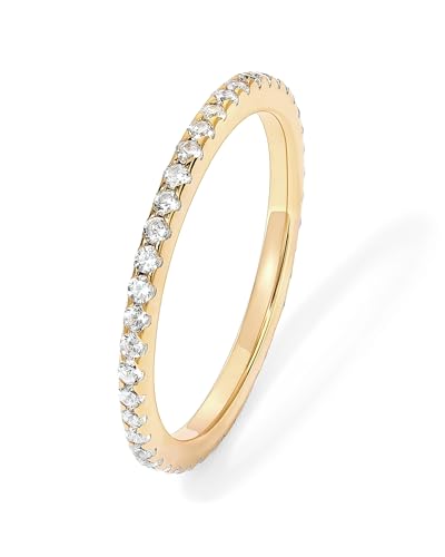 14K Gold Plated Stackable Ring - Elegant Eternity Bands Featuring Solid CZ Simulated Diamonds, Perfect for Women Who Love Sparkle and Versatility