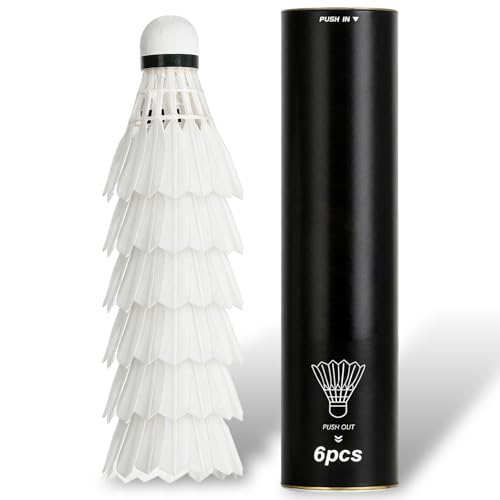 Wrbugukeji 6 Pcs Badminton Shuttlecocks Professional Duck Feather Badminton Shuttlecocks with Stability and Balance Suitable for Professional Training Or Family Outdoor Sports